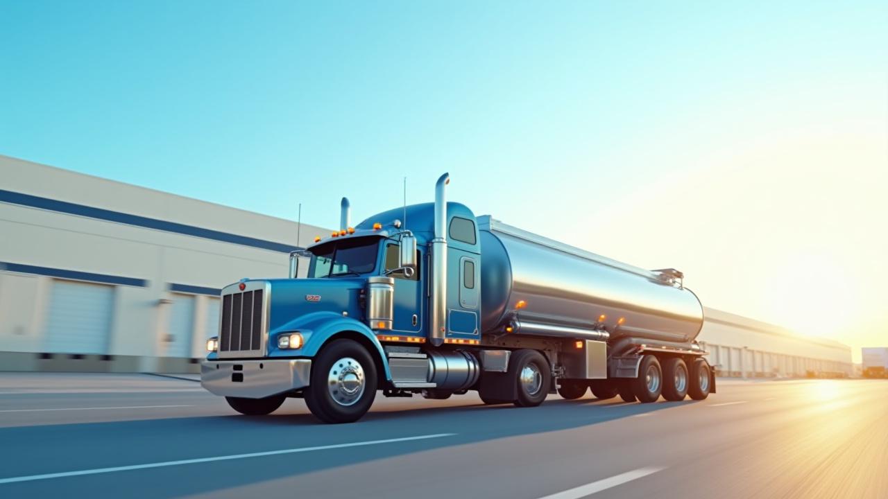 All Around Moving heavy-duty pneumatic tanker truck operating on a South Florida industrial site