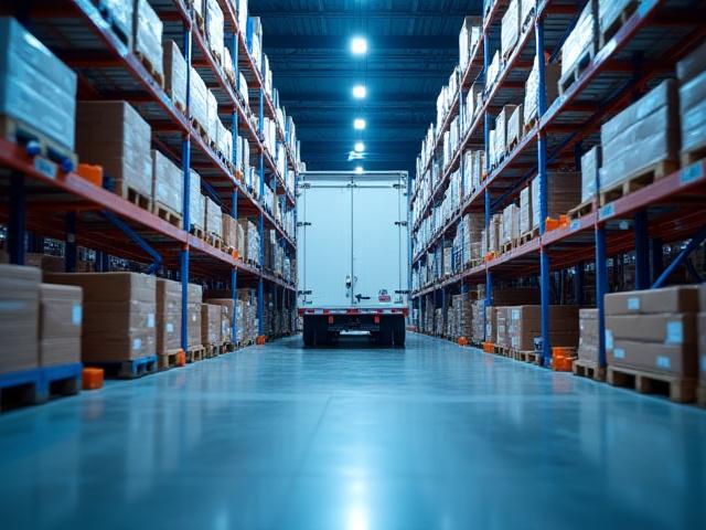 Warehouse distribution facility showing efficient loading and organization